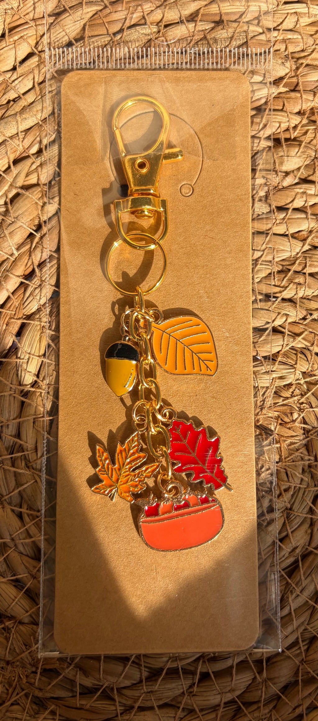 Cozy Apple and Acorn Fall Harvest Keychain