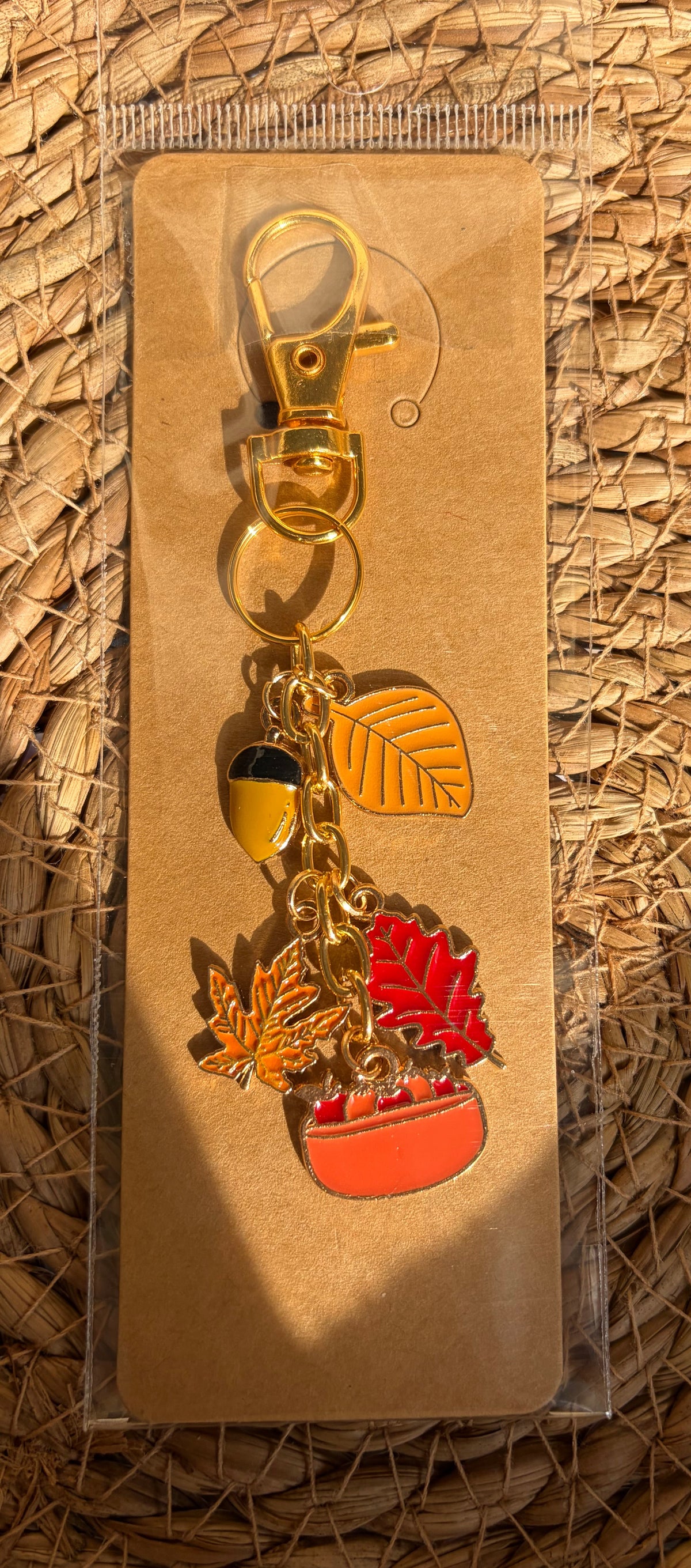 Cozy Apple and Acorn Fall Harvest Keychain