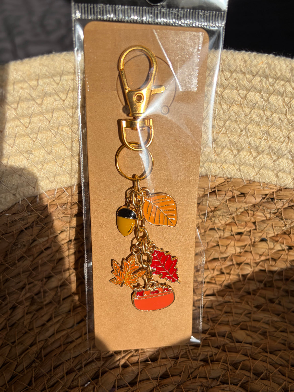 Cozy Fall Theme Apple and Acorn Keychain