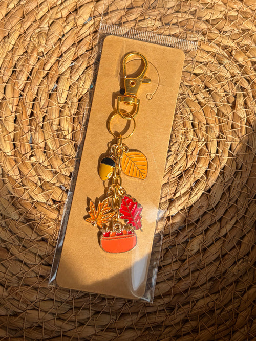 Cozy Apple and Acorn Fall Harvest Keychain