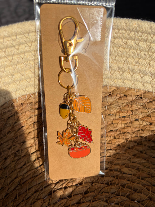 Cozy Fall Theme Apple and Acorn Keychain