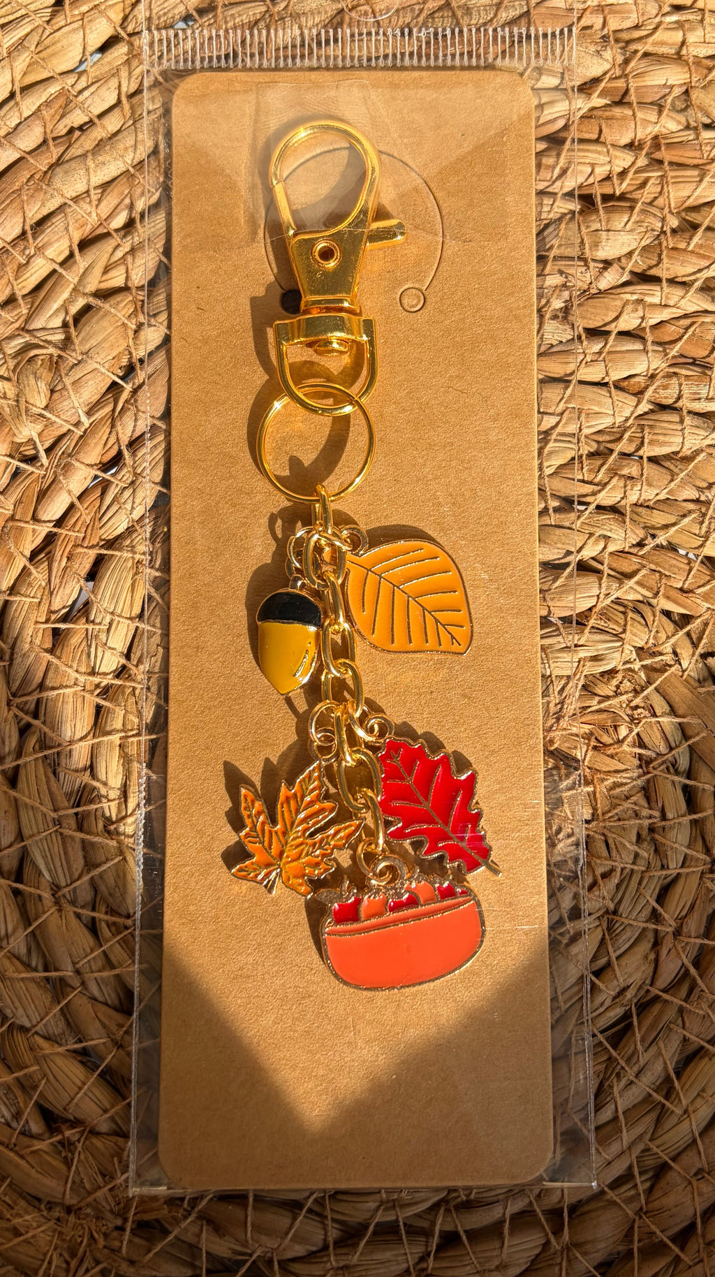 Cozy Apple and Acorn Fall Harvest Keychain