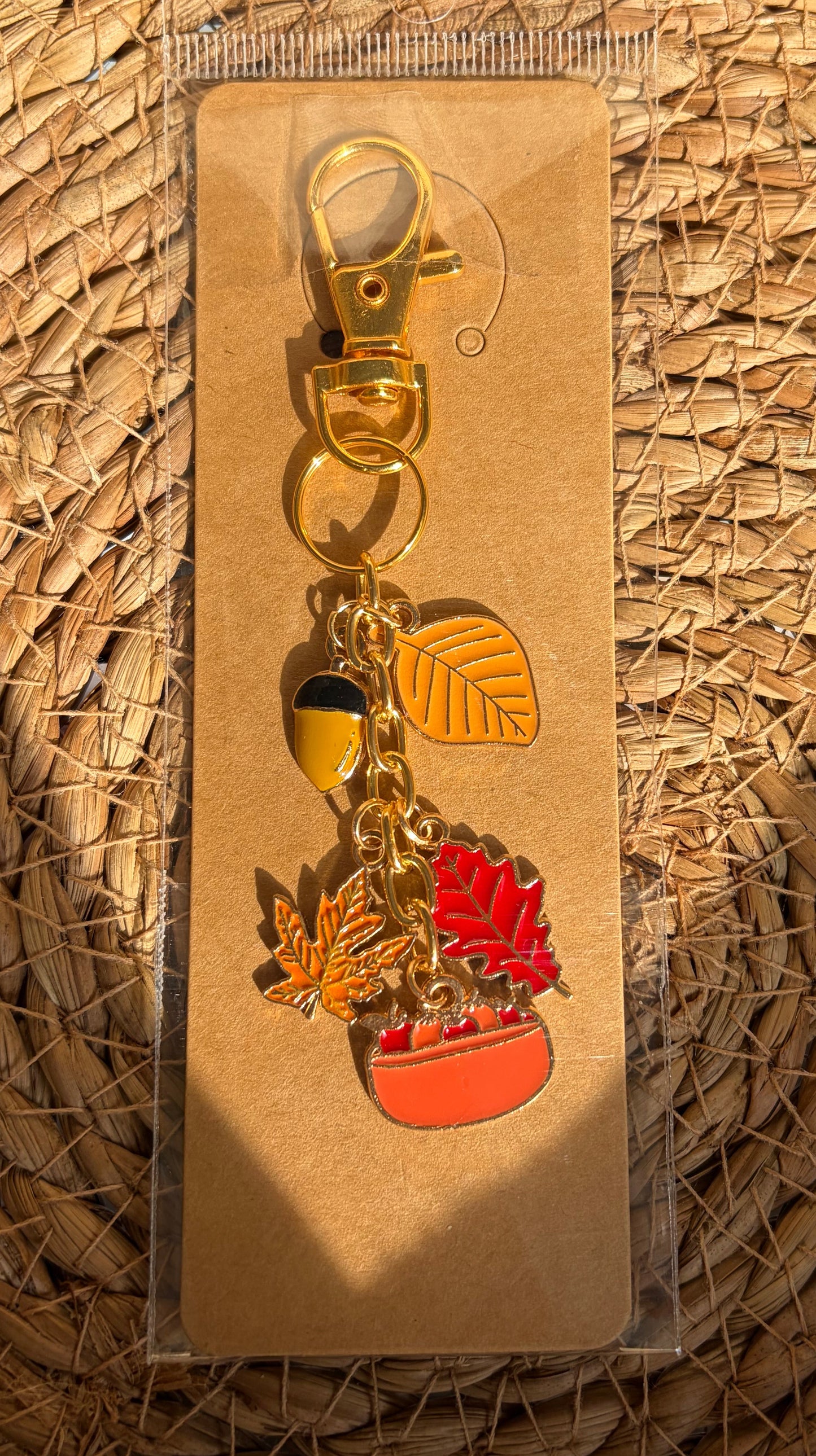Cozy Fall Theme Apple and Acorn Keychain